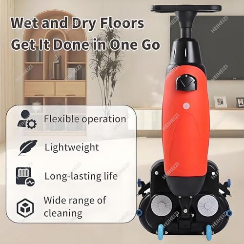 17" Commercial Floor Scrubber Machine with Double Brush Disc Battery-Powered Multi-Functional Floor Buffer Machine 360°Rotation,13000 sqft,360RPM Motor,1-Gal Clean Tank White - Image 4