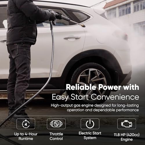 Dapper Supply 4350 PSI Cold Water Gas Pressure Washer, 5.0 GPM, 50 ft Hose, Electric Start, Water-Cooled Triplex Pump, 49-State Compliant - Image 3