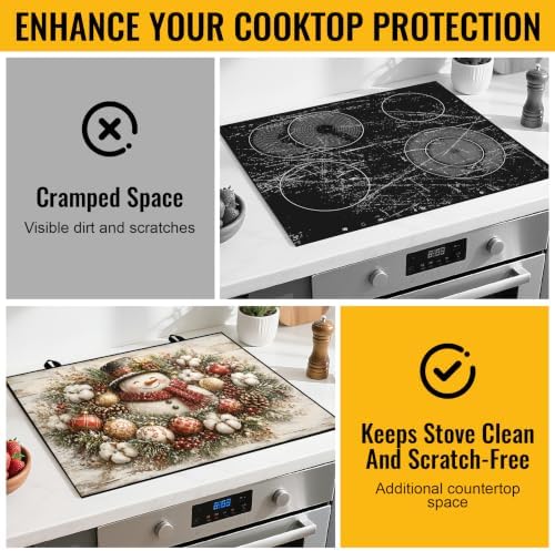NYZE Christmas Snowman Stove Top Cover for Electric Glass Cooktop 28x20 in - Image 5