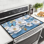 Modern White Gold Flower Stove Top Cover for Electric Stoves by Unknown