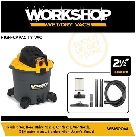 WORKSHOP Wet/Dry Vacs WS1600VA 16-Gallon 6.5 Peak HP Wet Dry Vacuum Cleaner - Image 2