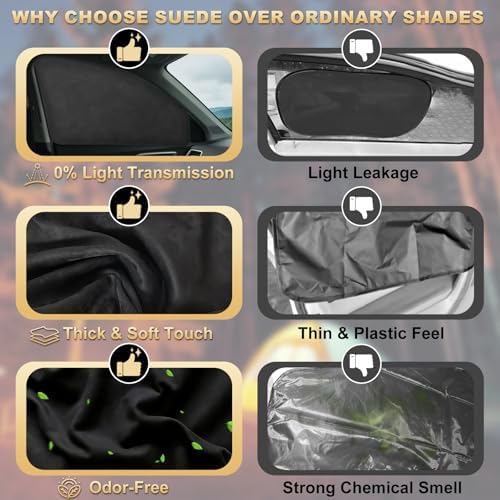 Magnetic Suede Car Window Shades, 4PCS Side Window Covers - Image 5