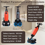 Commercial Floor Scrubber Machine,17” Cleaning Width,Multi Functional Floor Buffer Polisher Machine,240 RPM,Deep Cleaning Tile and Grout, Hardwood Floors and Carpets with Ease Red - Image 2