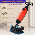 18" Commercial Floor Scrubber Machine - Mini Floor Cleaning Machine, 13000 Sqft/H, 360° Rotary Double Brushes, Efficient 18" Cleaning Width, Ideal for Large Areas - Image 3