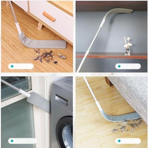 Retractable Gap Dust Cleaning Artifact, Flat Duster, with 2 Microfiber Dusting Cloths Long Handle (4 Replace Cloth) - Image 3