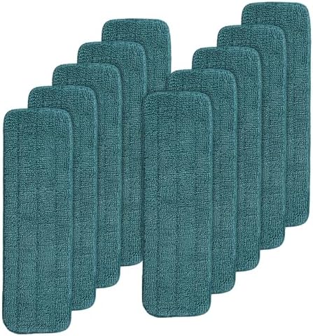 Replacement Mop Pads Fit for Rubbermaid Commercial 18" and 17" Mop - 10 Pack Wet & Dry Commercial Cleaning Reusable Refills Fit for Any Microfiber Flat System 18" and 17" - Green by BeiLan