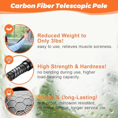 24FT Carbon Fiber Window Washing Kit with Extension Pole Outdoor - Image 2
