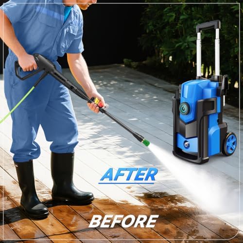 Heavy Duty Pressure Washer 5000PSI,Adjustable Pressure,4.0 GPM Electric Power Washer with 4 Nozzles,Foam Cannon,33FT Hose and 500ml Soap Bottle for Home/Cars,Blue - Image 5