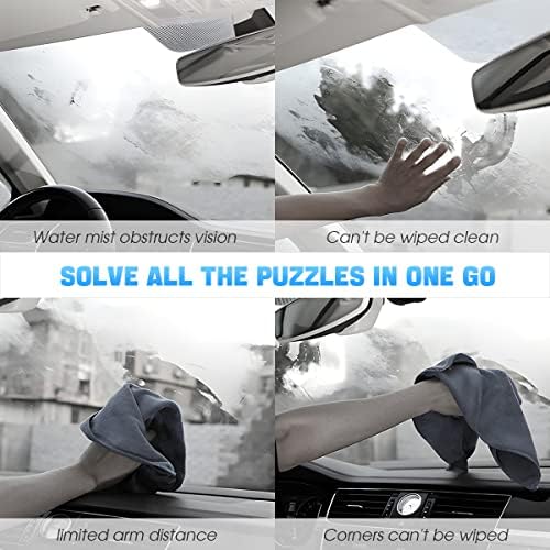 Extendable Car Windshield Cleaning Tool with Microfiber Pads, Red - Image 6