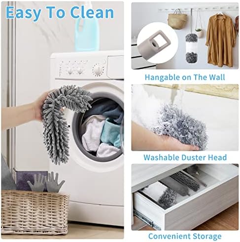 Microfiber Feather Duster with Extension Pole 30 to 100 inches, Reusable,Bendable, Washable Dusters for Cleaning Ceiling Fan, High Ceiling, Blinds, Furniture & Cars, 12PCS - Image 5