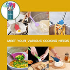 Umite Chef Kitchen Utensils Set, 15 pcs Silicone Cooking Kitchen Utensils Set, Non-stick Silicone Stainless Steel Handle Turner Spatula Spoon Tongs Whisk Cookware - Colorful - Image 3