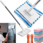 Quick Grip Mini Mop, Zero Touch MiniMop, Disposable Clip Mopstick Reusable Cloths, Retractable Gap Dust Cleaner Flat Mops with Locking Head & Sweeping Cloths (1*mop+10*Cloth) by Unknown