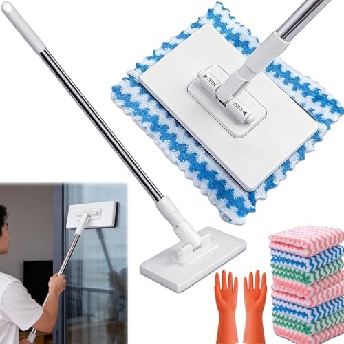 Quick Grip Mini Mop, Zero Touch MiniMop, Disposable Clip Mopstick Reusable Cloths, Retractable Gap Dust Cleaner Flat Mops with Locking Head & Sweeping Cloths (1*mop+10*Cloth) by Unknown