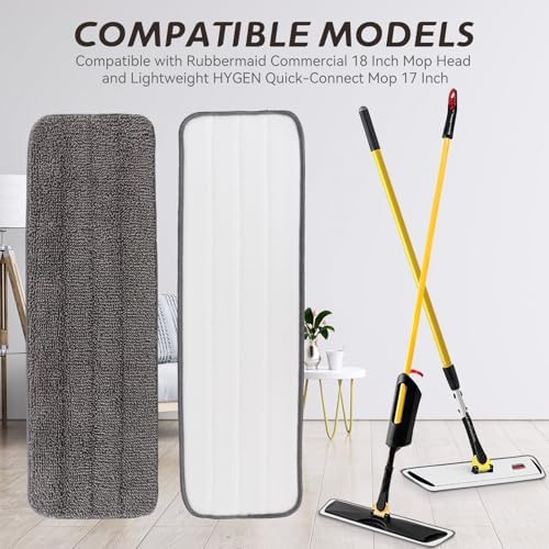 Replacement Mop Pads Fit for Rubbermaid Commercial 18" and 17" Mops - 10 Pack Wet & Dry Commercial Cleaning Reusable Refills Fit for Any Microfiber Flat Mop System 18" and 17" - Gray - Image 3