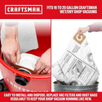 CRAFTSMAN CMXEVBE18595 16 Gallon 6.5 Peak HP Wet Dry Shop Vacuum - Image 6