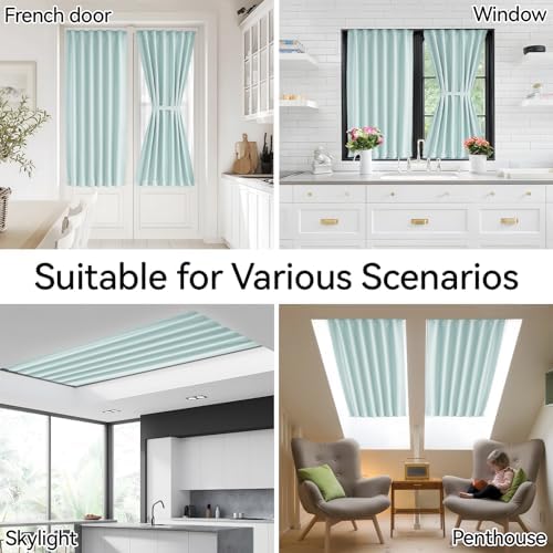Vatge Small Door Curtains Half Long Front Door Window Covering for Kitchen Window, 1 Panel, W25 x L40, Aqua - Image 6