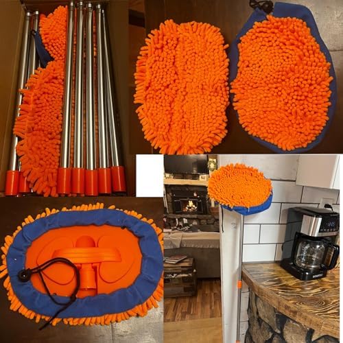 20 Feet High Reach Wall Duster - Chenille Microfiber Cleaning Head Wall Mop with 3-14 ft Spliceable Pole | Wall Cleaner for Roof Car Home Walls and High Ceilings | Washable Cleaning Cloth - Image 7