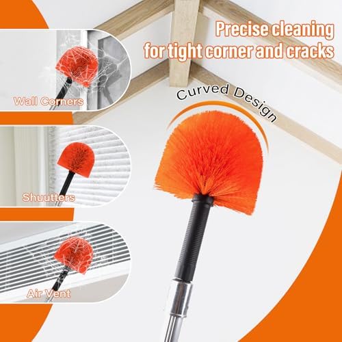 30FT Reach Cobweb Duster with Extension Pole,Spider Web Brush for Cleaning - Image 4
