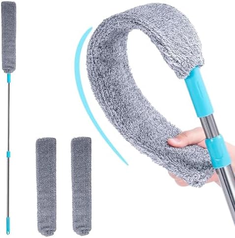 Retractable Gap Dust Cleaning Artifact, Flat Duster, with 2 Microfiber Dusting Cloths Long Handle (2 Replace Cloth) by Unknown