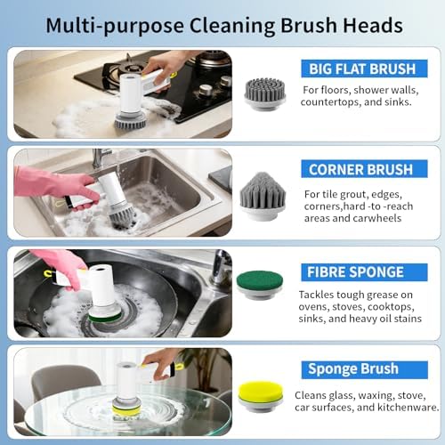 3000mAh Cordless Electric Spin Scrubber for Kitchen Bathroom Car - Image 4