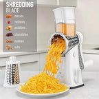 Rotary Cheese Grater Manual Hand Crank 5 Blade Shredder, White - Image 3