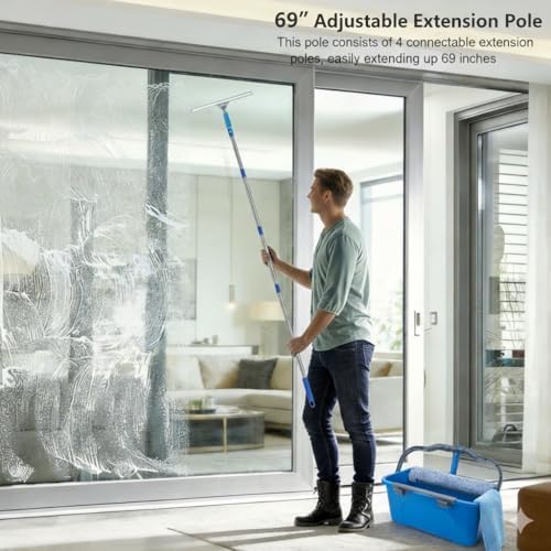 Professional Window Cleaning Kit with 6ft Long Handle, 3 Gallon Bucket - Image 2