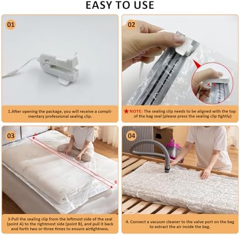 2pcs Mattress Vacuum Bag 94.5x47.2inch Space Saver Vacuum Storage bags,Oversized Vacuum bag Twin Mattress Vacuum Bag King Mattress Vacuum Sealer Bag for Memory Foam Mattress Moving Shipping Storage - Image 6