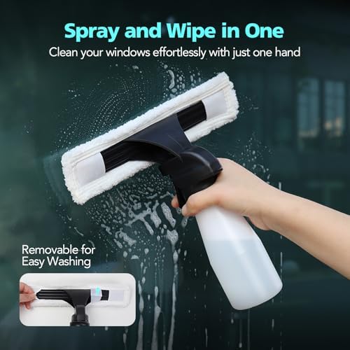 Window Vacuum Cleaner Kit Cordless, 35Min Runtime & 2 Suction Nozzles Cleaning Tool, All-in-One Electric Squeegee Spray Kit for Streak-Free Windows Washing, Shower Glass, Mirrors,Car - Image 2
