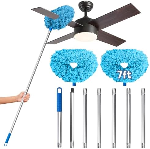 DRQ Ceiling Fan Cleaner Duster with 13-81 in Extension Pole, Blue, 2 Pack by DRQ