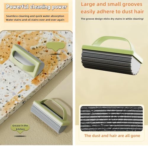 Baseboard Cleaner sponges for Cleaning, Scrub Daddy sponges with deep Grooves for Strong Adhesion, Enhanced Water Absorption, and Superior Stain Removal, Damp Duster dusting Sponge (3PCS* Green) - Image 3