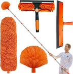 20+ Feet High Reach Duster Kit with 3-14 ft Extension Pole // High Ceiling Dusting and Window Cleaning Kit with Spliceable Pole - Window Washer & Squeegee, Cobweb Duster, Fan Blade and Feather Dusters by Tonmp