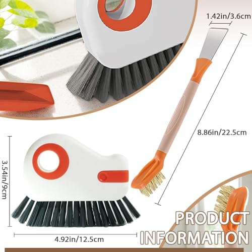 Groove Cleaning Brushes 2 in 1 Window Track Cleaner Cleaning Tools, Multifunction Hard Bristle Grout Crevice Cleaning Brush with Scraper for Kitchen Stove Sink, Sliding Door Track, Window Sill, 2PCS - Image 3