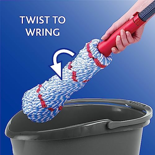 O-Cedar MicroTwist MAX Microfiber Twist Mop with 1 Extra Refill | Features Hands-Free Wringing | Extra Large 18-Inch Mop Head | Safe on All Floor Types,Red - Image 3