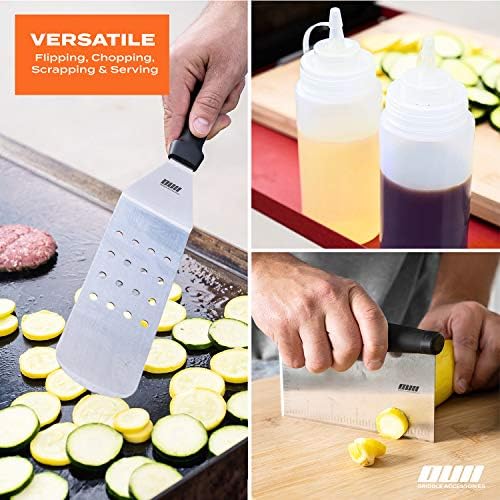 Flat Top Griddle Accessories for Blackstone and Camp Chef Griddle - 9 Pieces Set with Griddle Cleaning Kit and Carry Bag! Metal Spatula, Scraper for Hibachi and Teppanyaki Grill - Image 6
