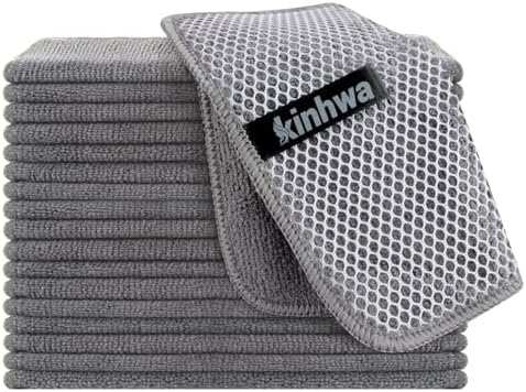 KinHwa Dish Cloths for Washing Dishes with Scrub Side, Microfiber Dish Rags by KinHwa