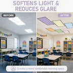 6 Pcs Fluorescent Light Covers for Classroom Ceiling Lights 4x2 FT Colorful Magnetic Light Filters Pastel Decorative Panels for Back to School Office Hospital Ceiling Supplies (Colorful Composition) - Image 5