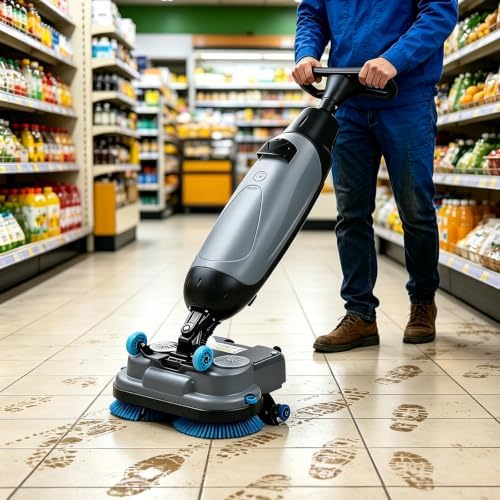 Commercial Floor Scrubber Machine, 17in Electric Buffer Polisher, by Unknown