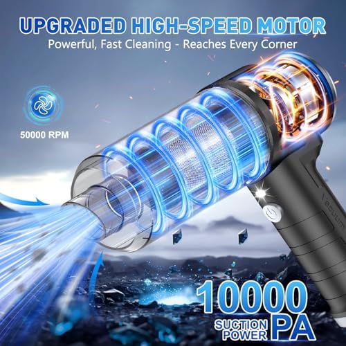 KMM Handheld Car Vacuum Cleaner, 10000PA Hand Held Vacuum & Air Duster - Image 2