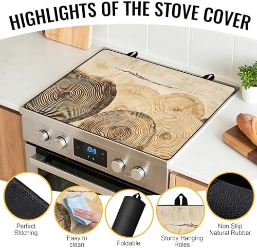 NYZE Stove Top Covers for Electric Stove for Kitchen (Wood Grain Rings) - Image 2