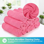 HOMEXCEL Pink Microfiber Cleaning Cloth, Microfiber Towels for Car, 12 Pack - Image 5