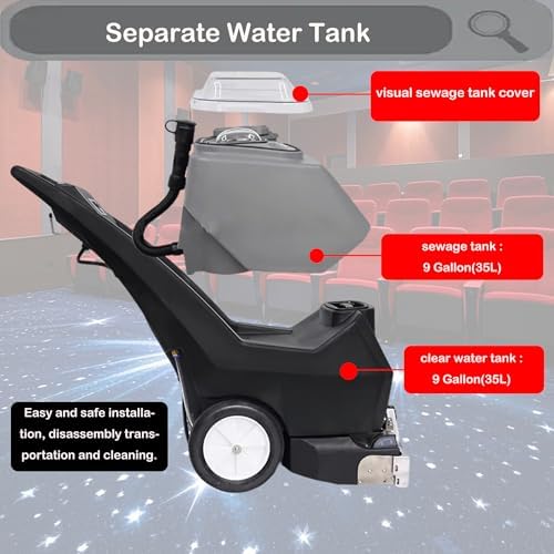 INTSUPERMAI Commercial Carpet Extractor, 3‑in‑1 Carpet Cleaner Machine 9 Gal +9 Gal Large Tank, Heavy Duty Deep Spraying, Washing and Drying for Hotel Office Sofa Curtain Upholstery Hard Floors 110V - Image 5