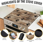 NYZE 28" x 20" Glass Stove Top Protector Mat Anti-Scratch Electric Stovetop Cover, Cute Paw Print Kitchen Dish Drying Mat & Extra Countertop Extension - Image 2