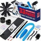Dryer Vent Cleaner Kit, Bluesea 33-Piece Omnidirectional Dryer Cleaning Kit Include 35 Feet Dryer Vent Brush, Upgrade Noiseless Dryer Lint Vacuum Attachment, Lint Trap Brush, Vacuum & Dryer Adapters by Bluesea