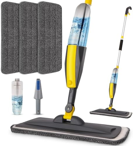 Wet Spray Mop for Floor Cleaning with 14 oz Bottle & 3 Microfiber Pads by PANDAGRIP