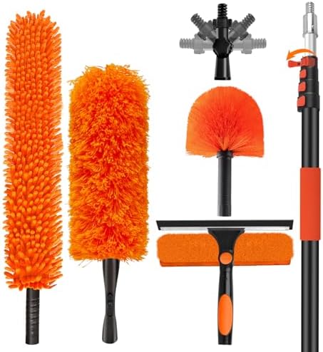 20FT High Reach Duster with Extension Pole 3-12FT, 4-in-1 Cleaning Kit by Jhkopqe
