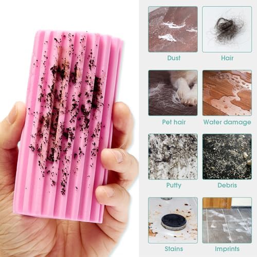 4 Pack Damp Dusting Sponge Duster, Pink Dust Cleaning Sponge, Reusable Household Cleaning Sponge Tool for Blinds, floorboards, Fan Blades, Vents, Glass, Railings, Mirrors - Image 3