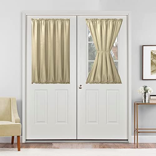 Hiasan French Door Curtains Privacy, Khaki, 52W x 40L, 1 Panel by Hiasan