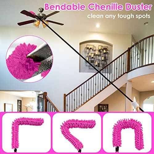 CALBEAU Pink Cleaning Supplies, Duster with Extension Pole for High Ceiling - Image 4