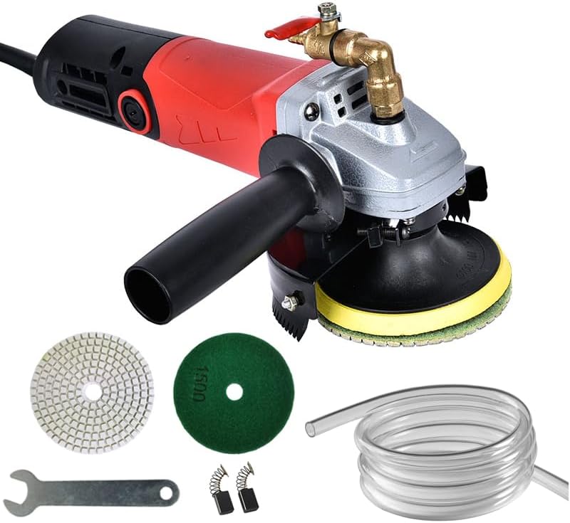 Wet Polisher Grinder,860W/110V Variable Speed Wet Buffer with 4'' Diamond Polishing Pad Tools Kit,Low-noise Wet Stone Polisher Buffing Machine for Concrete,Floor Surface,Marble,Ceramic Tile by iMeshbean