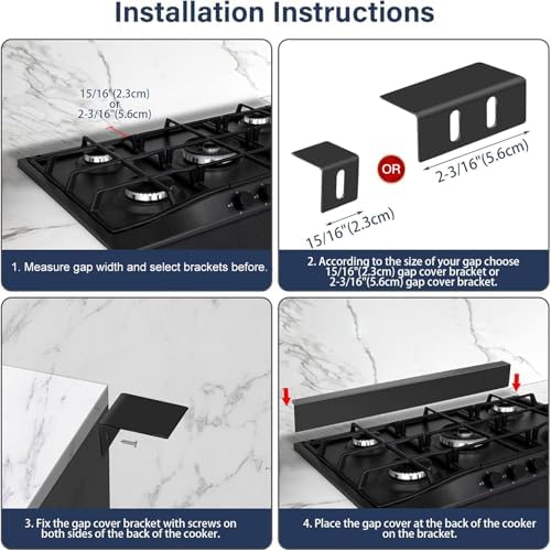 30" Slide-in Range Rear Filler Kit with 2 PCS Stove Gap Covers, Black - Image 5